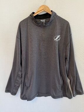 NHL LIGHTNING Men’s XL Gray 1/4 Zip Pull Over Long Sleeve Shirt